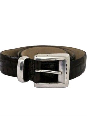 FOSSIL‎ women's size Large Croco Embossed Cowhide Leather Dress Belt Brown